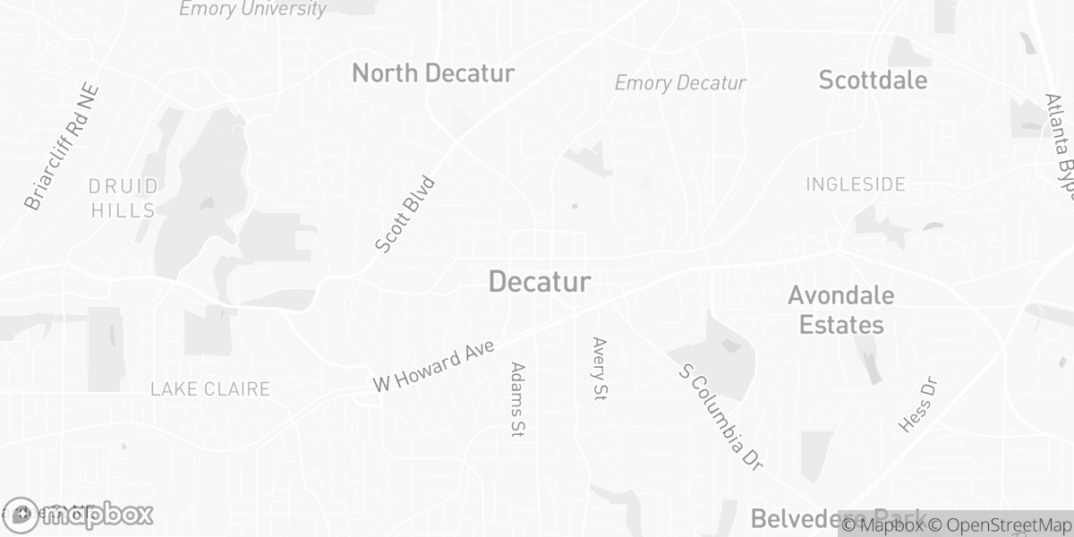 Map of Decatur, GA service area for DeKalb Flooring Pros coverage.