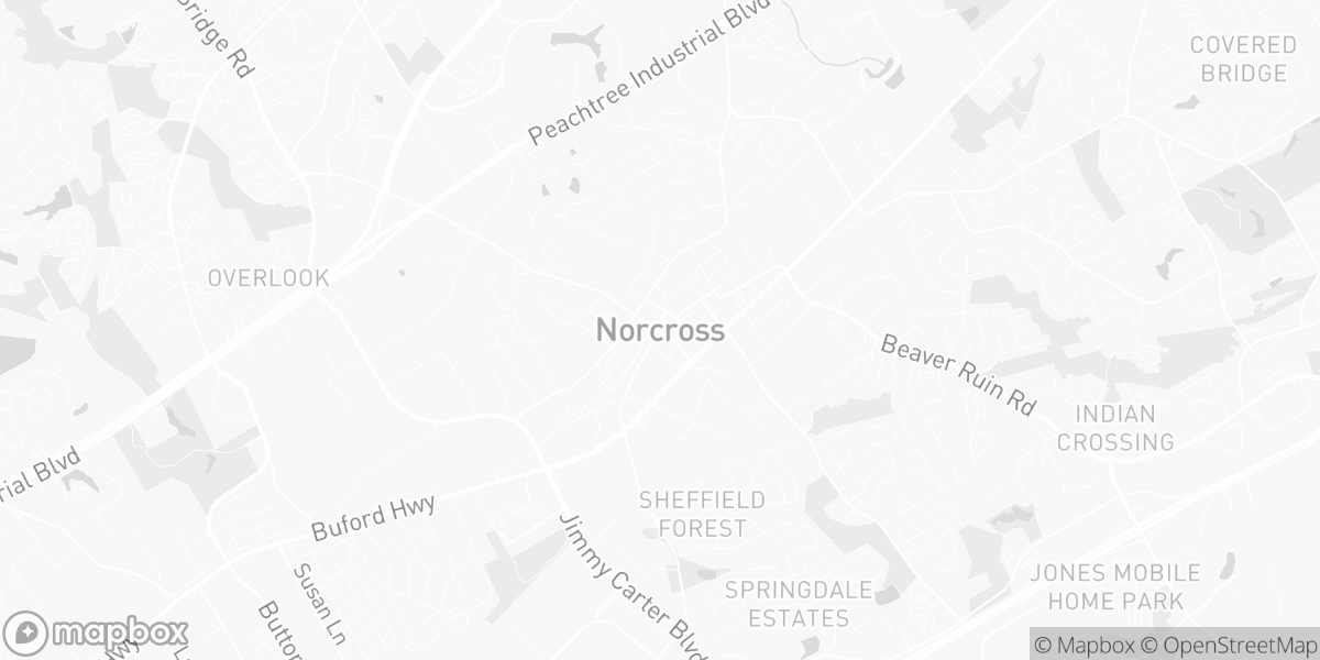 Map of Norcross, GA service area for DeKalb Flooring Pros coverage.