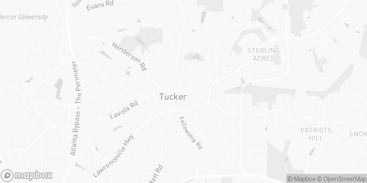 Map of Tucker, GA service area for DeKalb Flooring Pros coverage.